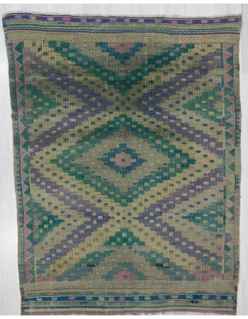 Vintage Turkish Denizli Kilim Rug