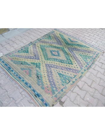 Vintage Turkish Denizli Kilim Rug