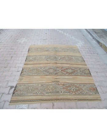 Vintage Turkish Denizli Kilim Rug