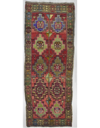 Vintage Traditional,Colorful Wool Hakkari Rug