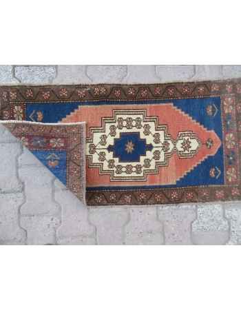 Handknotted Vintage Mini Turkish Carpet