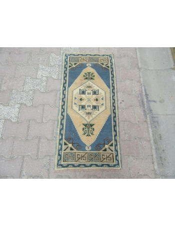 Blue / Beige Vintage Mini Oushak Carpet