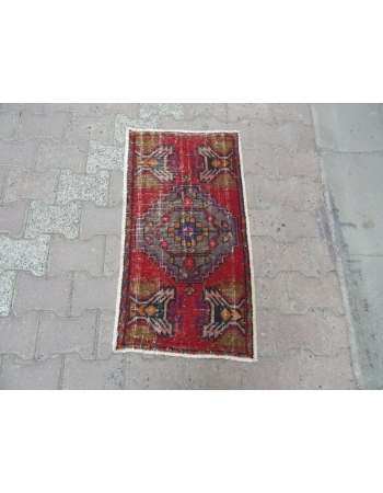 Worn Out Vintage Mini Turkish Anatolian Rug