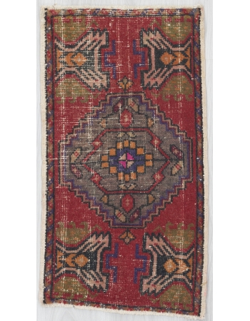 Worn Out Vintage Mini Turkish Anatolian Rug