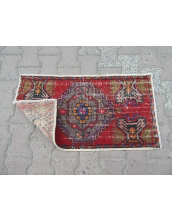 Worn Out Vintage Mini Turkish Anatolian Rug