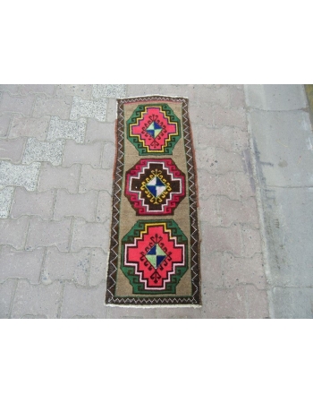 Decorative Unique Vintage Mini Turkish Rug