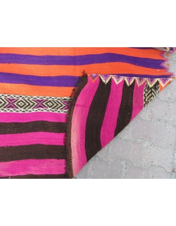 Colorful Striped Vintage Turkish Kilim Runner