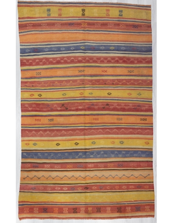 Vintage Embroidered / Striped Kilim Rug