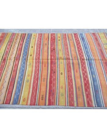 Vintage Embroidered / Striped Kilim Rug