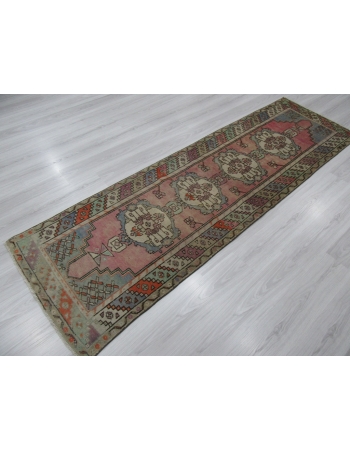 Vintage Decorative Turkish Runner Rug