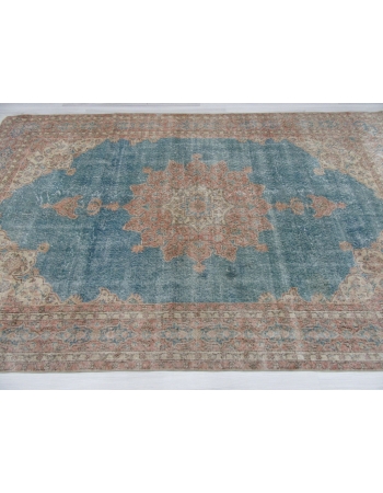 Vintage Blue Ground Oushak Rug