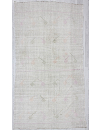 Vintage Embroidered Turkish Hemp Kilim Rug