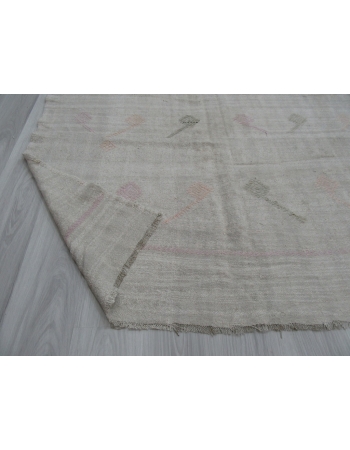 Vintage Embroidered Turkish Hemp Kilim Rug