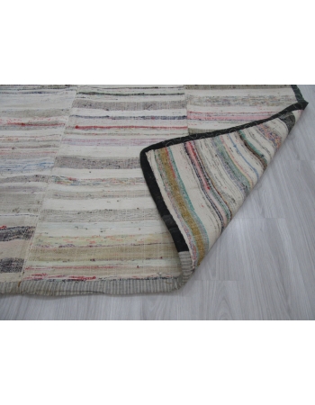 Large Striped Vintage Turkish Rag Rug