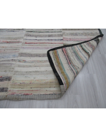 Large Striped Vintage Turkish Rag Rug