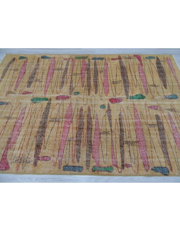 Vintage Yellow Turkish Art Deco Rug