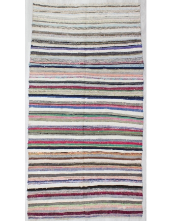 Striped Vintage Turkish Rag Rug