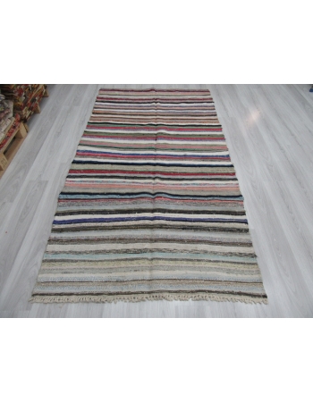 Striped Vintage Turkish Rag Rug