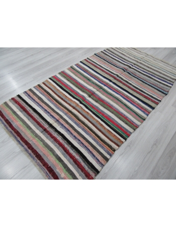 Striped Vintage Turkish Rag Rug