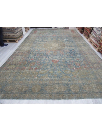 Oversized Antique Distressed Persian Tabriz Rug