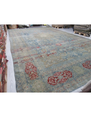 Oversized Antique Distressed Persian Tabriz Rug