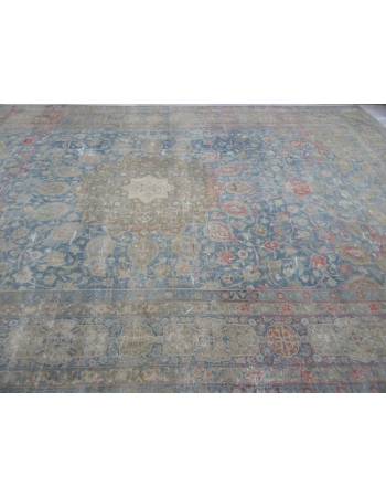 Oversized Antique Distressed Persian Tabriz Rug