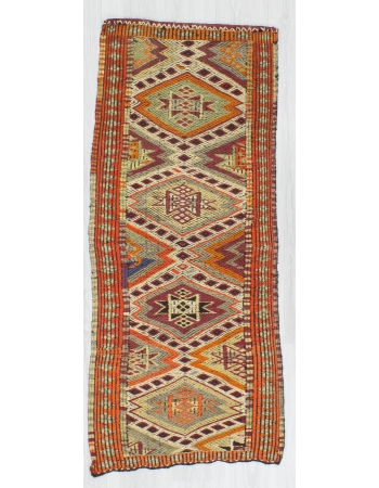 Vintage Embroidered Small Kilim Rug