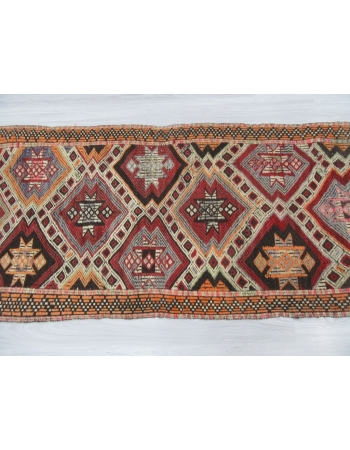 Small Vintage Embroidered Kilim Rug