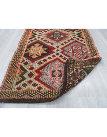 Small Vintage Embroidered Kilim Rug