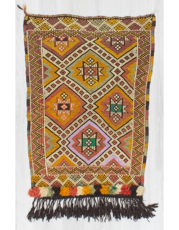 Decorative Small Vintage Embroidered Kilim