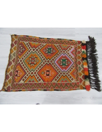 Decorative Small Vintage Embroidered Kilim