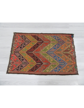 Decorative Small Vintage Embroidered Kilim