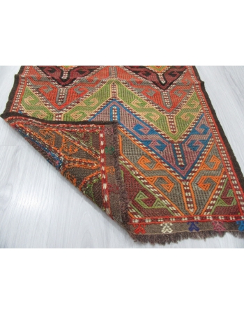 Decorative Small Vintage Embroidered Kilim