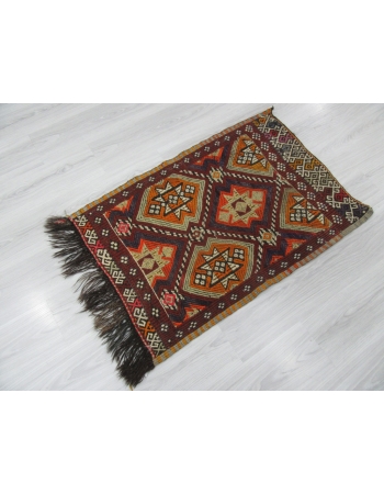 Vintage Embroidered Small Kilim Rug