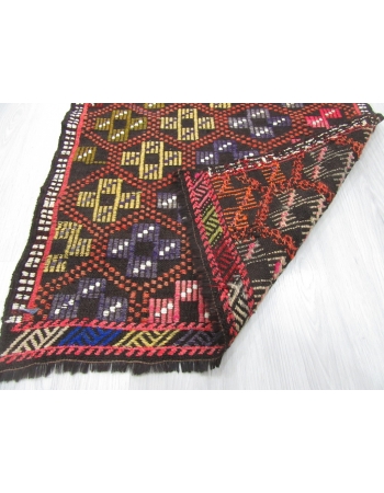 Decorative Small Vintage Embroidered Kilim