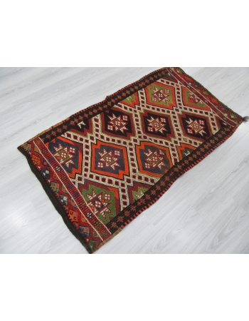 Embroidered Decorative Small Kilim Rug