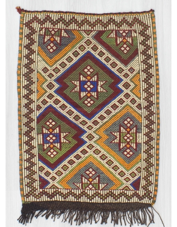 Vintage Embroidered Small Kilim Rug