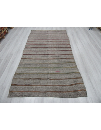 Striped Vintage Gray Kilim Rug