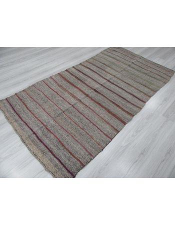 Striped Vintage Gray Kilim Rug