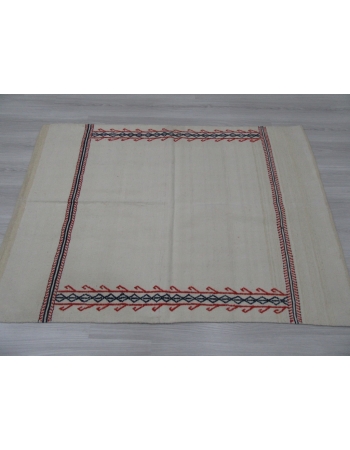Vintage Embroidered Decorative Cotton Kilim Rug