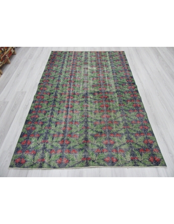 Floral Vintage Turkish Green Deco Rug