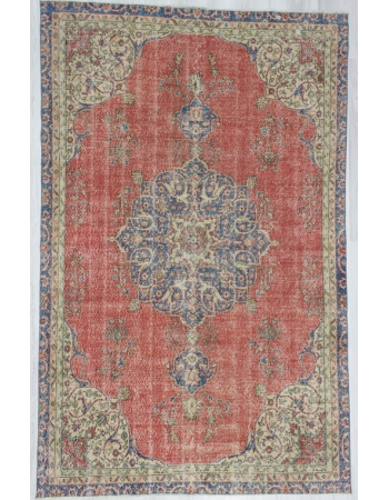 Vintage Worn Turkish Oushak Rug