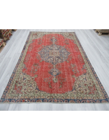 Vintage Worn Turkish Oushak Rug