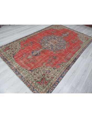 Vintage Worn Turkish Oushak Rug