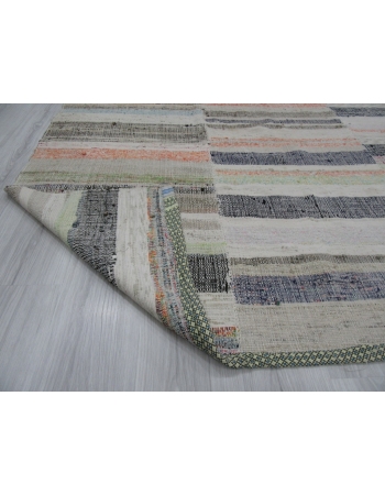 Decorative Vintage Striped Turkish Rag Rug