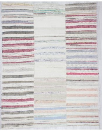 Vintage Striped Unique Turkish Rag Rug