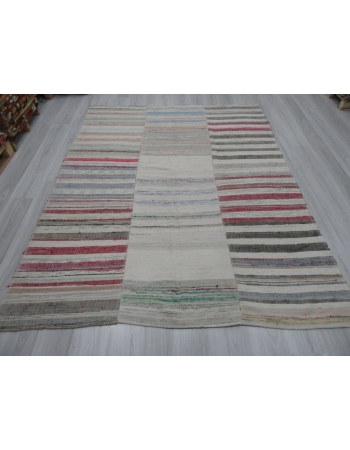 Vintage Striped Unique Turkish Rag Rug