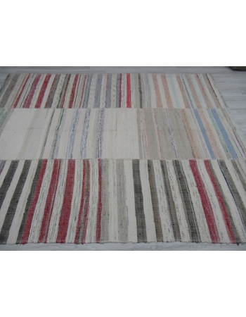 Vintage Striped Unique Turkish Rag Rug