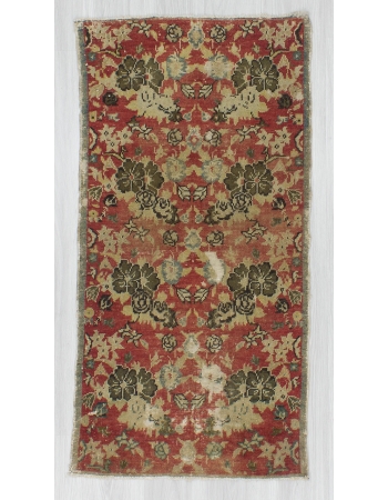 Vintage Distressed Small Floral Turkish Rug