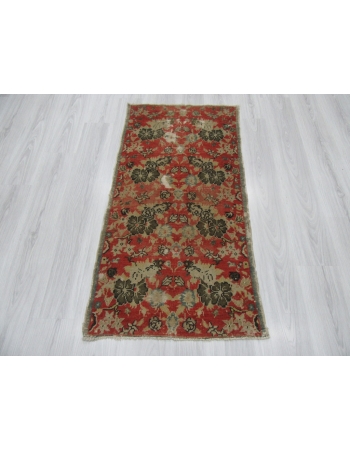 Vintage Distressed Small Floral Turkish Rug